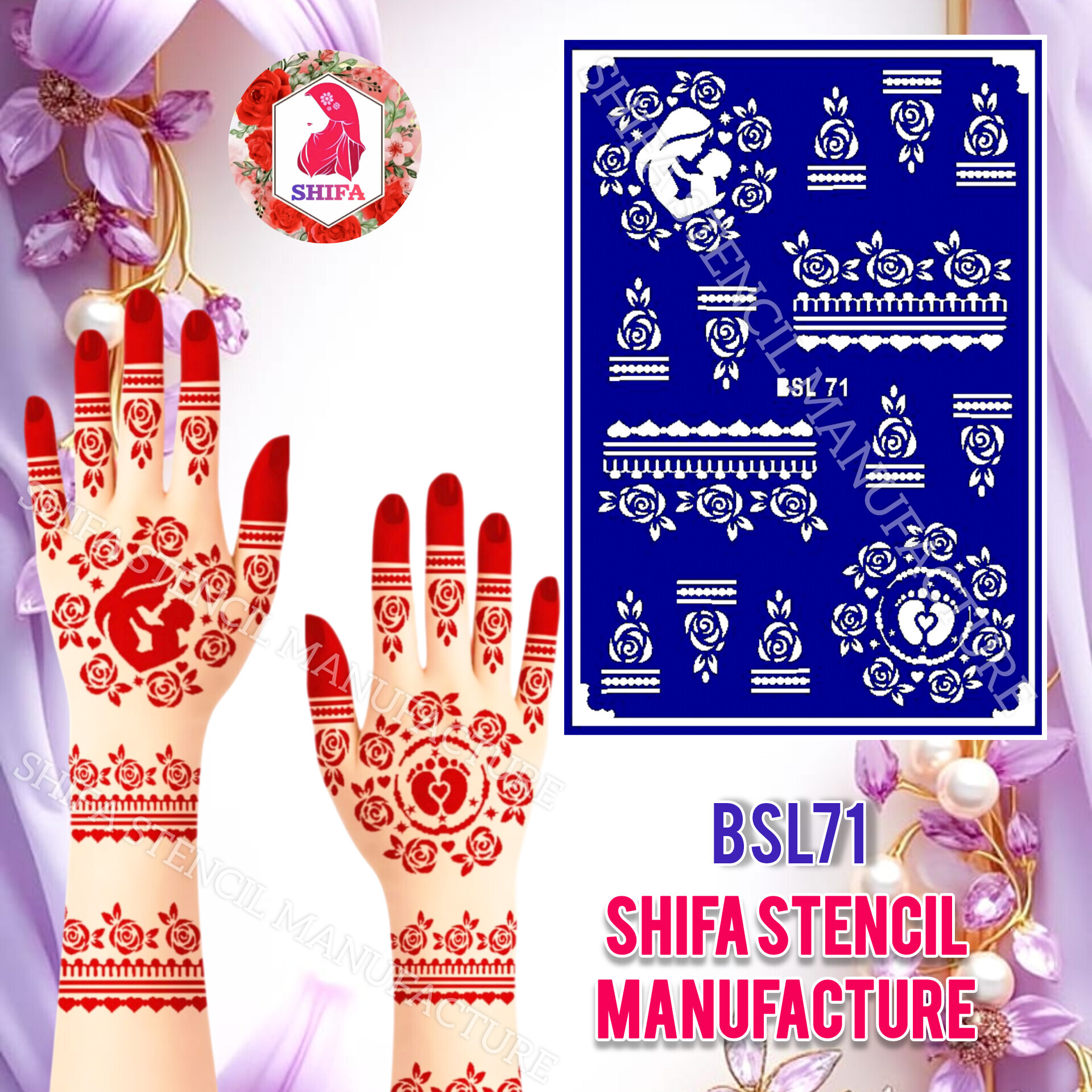 BSL 71 Mom & BabyThemed Design - Sticker Overview  - Shifa Stencil Manufacturer